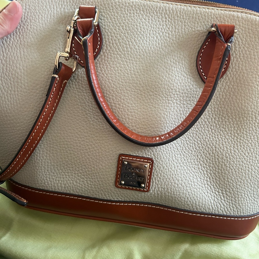 Dooney & Bourke Ivory and Tan Satchel - Picture 6 of 12